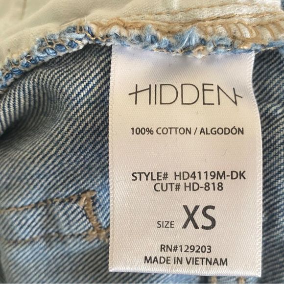 Hidden Jeans: Dark Wash High Rise Destoryed Denim Shorts - Picture 8 of 8